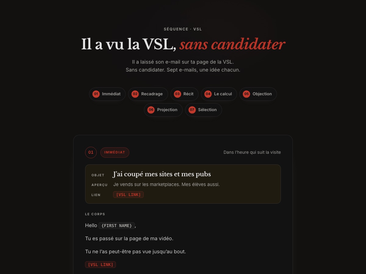 Aperçu de la séquence après la VSL